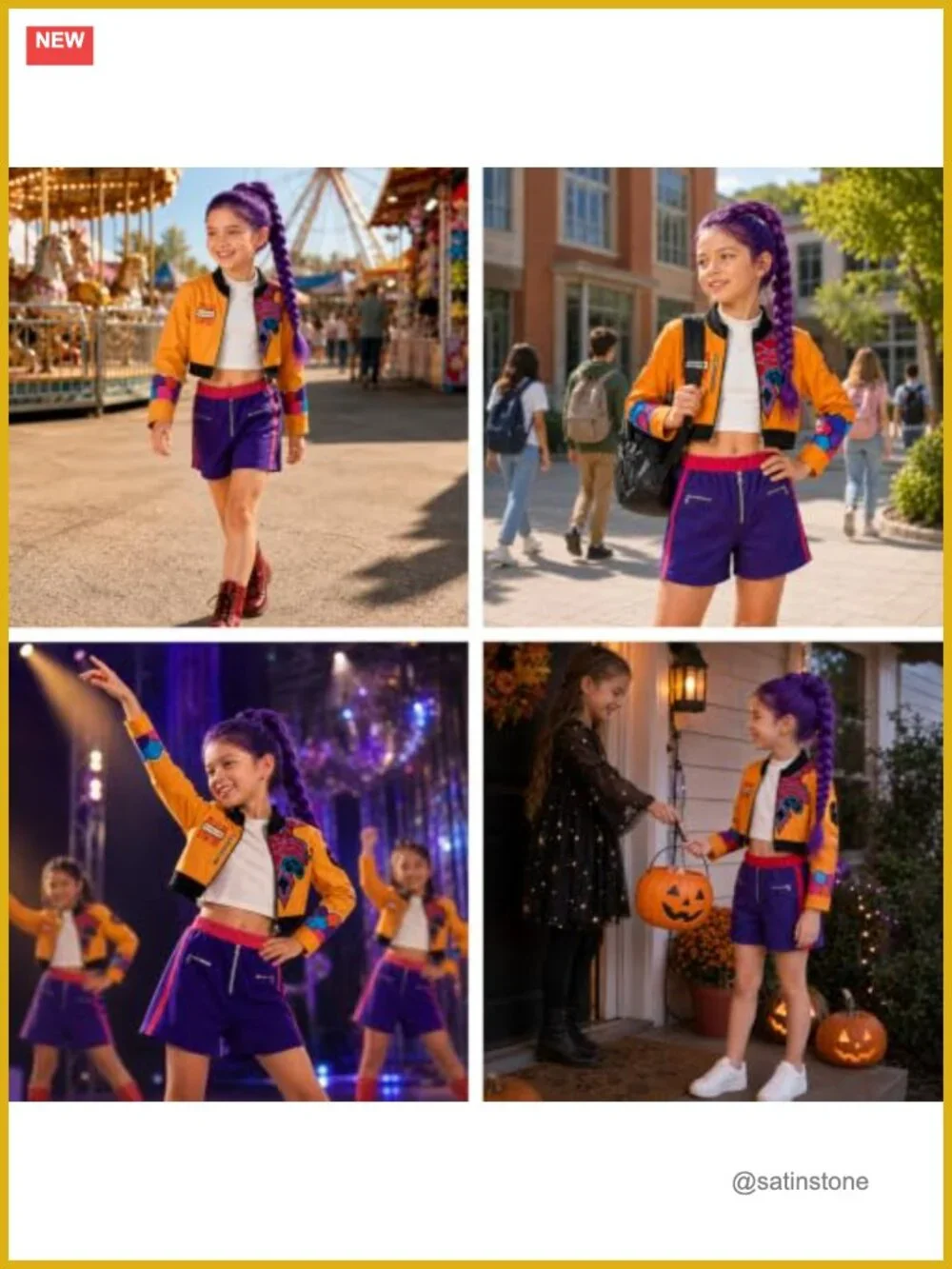 Kids Girls Cosplay Stage Outfit Jacket Shorts Set Halloween Costume